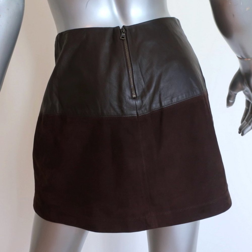 Alice + Olivia Mini Wrap Skirt Dark Brown Size 2 - Picture 4 of 7